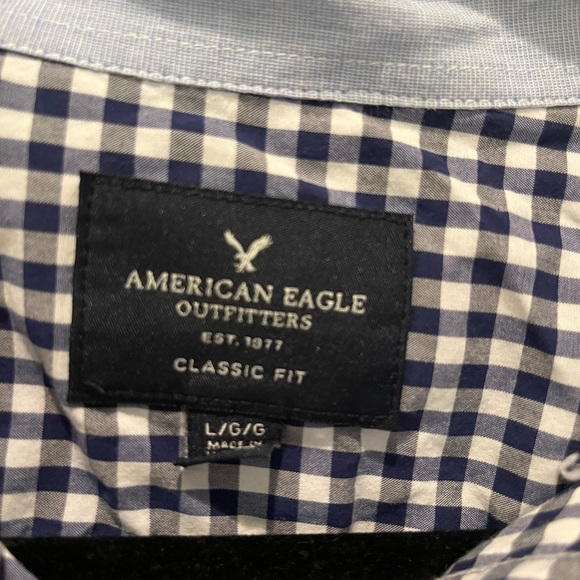 American Eagle Outfitters Blue and White Casual Button Down - Picture 3 of 4